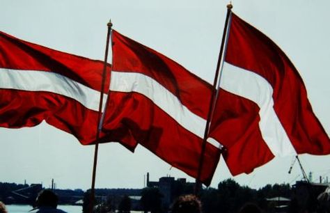 The Latvian flag - on my first trip to Latvia in 1990 when traveling to the Song Festival in Riga. Dievs sveti Latviju! Latvian Flag, Latvia Flag, Flags Of The World, European Countries, World Cultures, My Heritage, Big Blue, Riga, Latvia