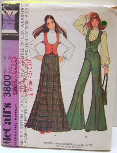 Vintage McCalls Sewing Pattern 3800 Boho Maxi Skirt Pants Fitted Low Vest and cute blouse Size 12 Bust 34 waist 26 Hip 36  by Sassy By Design, via Flickr Boho Maxi Skirt, Patron Vintage, 70s Inspired Fashion, Maxi Skirt Boho, Blouse Pattern Sewing, Mccalls Sewing Patterns, Cute Blouses, Mccalls Patterns, Sewing Pattern Sizes