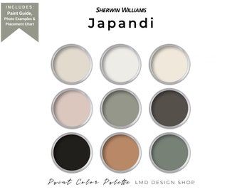 Sherwin-Williams Japandi Color Palette: Japandi Classics 12 - Etsy Puerto Rico Home Paint Color Palette, Whole House Paint Palette, House Paint Palette, Rustic Paint Colors, Valspar Paint Colors, Rustic Paint, Modern Paint Colors, Beige House, Paint Guide