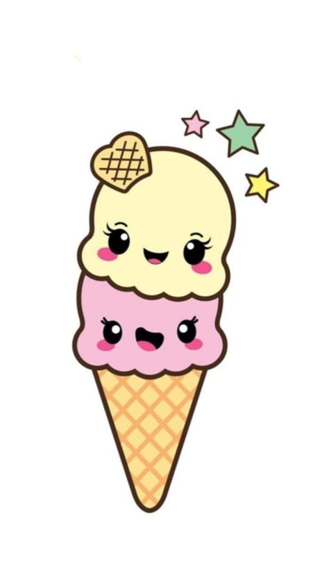 Cute Ice Cream Drawing, Ice Cream Wallpaper, Ice Cream Clipart, Easy Art For Kids, Color Drawing Art, Easy Doodles, Simple Cartoon, Cute Doodle Art, Kawaii Doodles