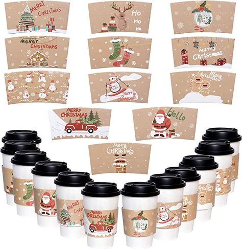 Coffee Sleeve Design, Hot Chocolate Cocoa, Cup Sleeves, Coffee Cup Sleeves, Christmas Hot Chocolate, Kids Christmas Party, Holiday Snowmen, Paper Sleeves, Christmas Cup