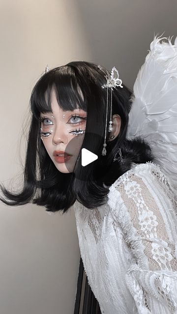 Haku on Instagram: "I’m glad my last angel look was well received 🥹here’s another one 👁️👁️💋👁️👁️  #makeup #angel #angelmakeup #fantasy #fantasymakeup #benotafraid" Biblical Angel Makeup, Angel Makeup Ideas, Angel Look, Angel Makeup, Nordic Tattoo, Fantasy Makeup, April 20, Another One, My Last