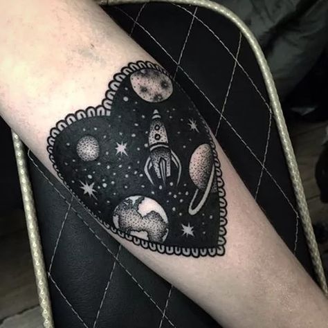 Outer Space Tattoos, Rocket Tattoo, Tattoos And Meanings, Facial Tattoos, Sweet Tattoos, Space Tattoo, Love Inspiration, Up Tattoos, Rocket Ship