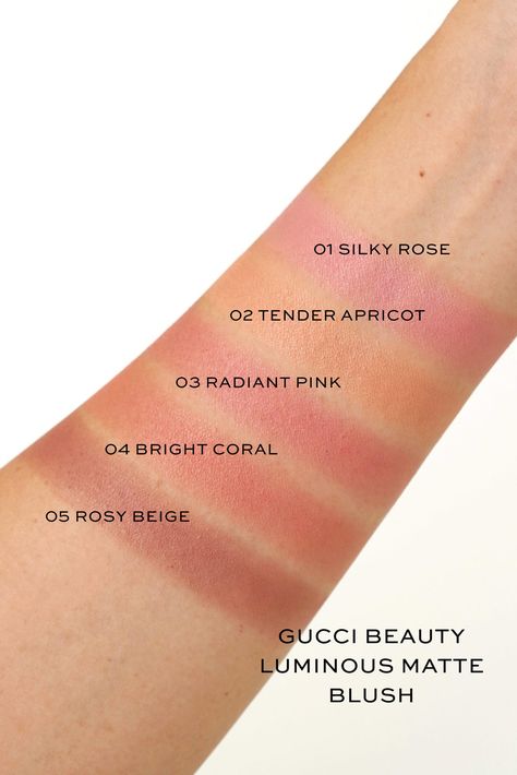 Gucci Beauty Luminous Matte Beauty Blush - The Beauty Look Book Gucci Blush, Glossier Nail Polish, Gucci Beauty, Coral Lips, Glossier Lipstick, Wedding Day Makeup, Matte Blush, Cheek Palette, Lengthening Mascara