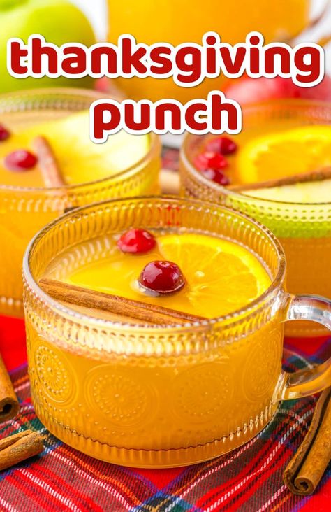 Thanksgiving Punch - Life With The Crust Cut Off Apple Cider Orange Juice Punch, Punch For Thanksgiving Dinner, Non Achololic Thanksgiving Drinks, Thanksgiving Day Punch Recipes, Breakfast Punch Alcoholic, Thanksgiving Alcohol Punch, Thanksgiving Cider Punch, Thanksgiving Spiked Punch, Thanksgiving Morning Drinks