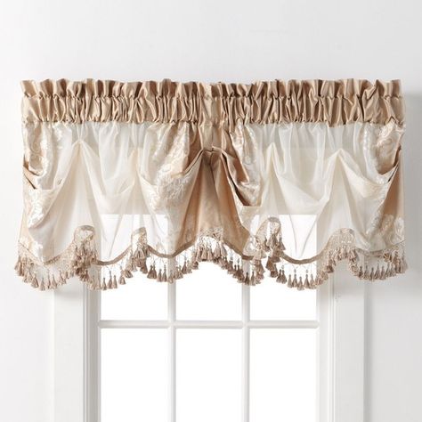 Danbury Embroidered Valance ($27) ❤ liked on Polyvore featuring home, home decor, window treatments, curtains, sheer curtains, fringe curtains, rod pocket sheer curtains, cream curtains and ivory sheer curtains Beaded Valance, Living Room Valances, Valance Patterns, Homemade Curtains, Kitchen Countertop Decor, Pocket Window, Countertop Decor, Stylish Curtains, Kitchen Window Treatments