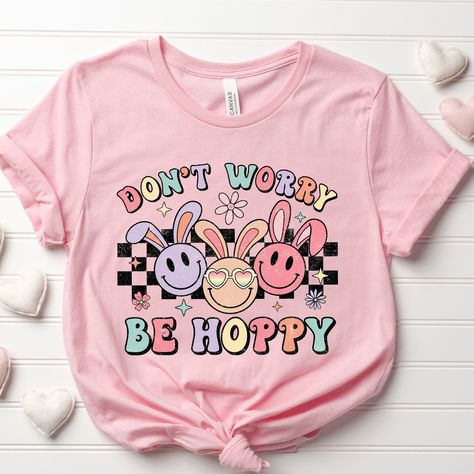 Retro Easter Bunny Shirt, Don’t Worry Be Hoppy Sarcastic Easter Shirt, Humorous Easter Shirt, Easter Cute Bunny Shirt, Easter Gift by qualityteeshop on Etsy Funny Easter Shirts, Easter Shirts For Women, Easter Tshirt Designs, Easter Shirt Ideas, Easter Shirts, Funny Easter Shirt, Little Bunny Foo Foo, Easter Tops, Easter Tees