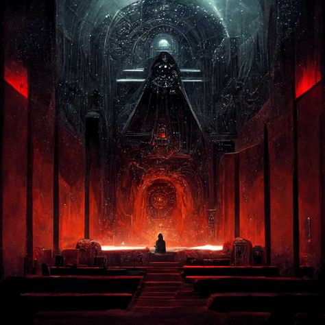 Jedi Temple Interior, Sith Temple Concept Art, Dark Throne Room, Sith Throne Room, Dark Fantasy Throne Room, Sith Temple, Japanese Throne Room Fantasy Art, Dark Throne, Jedi Archives