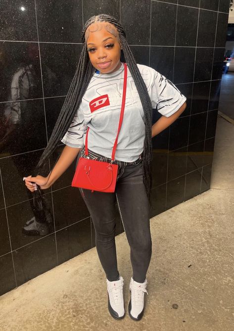 Jordan 12s Outfit, Jordan 12s Outfit Women, Cute Highschool Outfits, Jordan 12s, Girls Streetwear, Fly Outfit, Cool Braid Hairstyles, Fits Inspo, Jordan 12