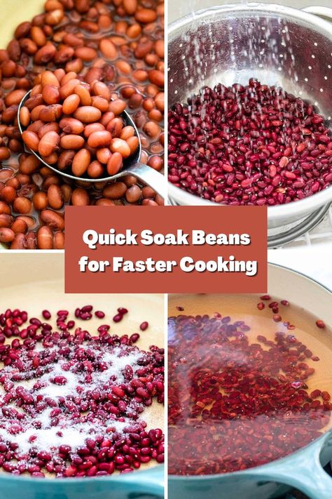 Learn how to quick-soak beans in one hour! Using hot salted water speeds up the final cooking time, shaving off at least 45 minutes for stovetop preparation. Instead of overnight soaking dried beans, try this faster method to have them ready to eat the same day. Red Beans And Rice Recipe Quick, Quick Soak Beans, Soak Beans, Dry Beans Recipe, Red Beans Recipe, Stovetop Chili, Red Beans N Rice Recipe, How To Soak Beans, Fried Beans