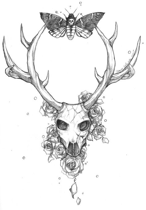 Hannibal Tattoo, Deer Skull Tattoos, Moth Tattoo Design, Moth Tattoo, Deer Skull, Knee Tattoo, Deer Skulls, Skull Tattoos, Tattoo Design Drawings