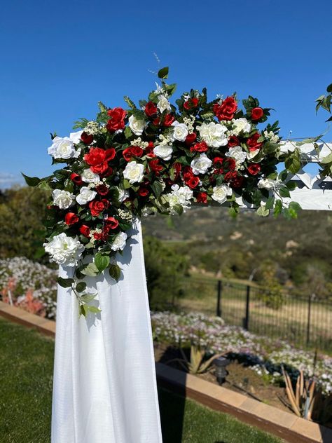 Red Wedding Flower Package Red White Weddings Circle Arch | Etsy Backyard Wedding Reception Decorations, Peonies Wedding Decoration, Crimson Wedding, Sweetheart Table Flowers, Head Table Wedding Decorations, Blush Wedding Centerpieces, Ivory Wedding Flowers, Red Wedding Decorations, Wedding Swag