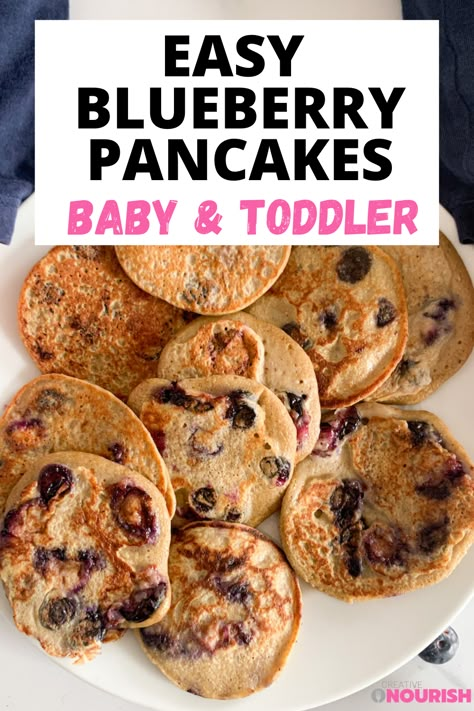 Baby Led Weaning Blueberries, Gerber Oatmeal Pancakes, Oat Blueberry Pancakes, Blueberry Oatmeal Pancakes Healthy, Healthy Pancakes For Toddlers, Baby Pankaces Recipe, Baby Pancakes Recipe 8 Month Old, Infant Pancake Recipe, Mini Blueberry Pancakes