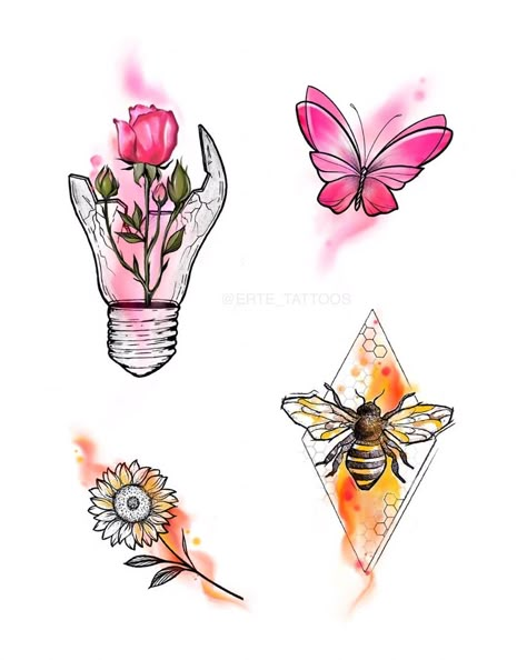 Growth Tattoo, Artwork Tattoo, New Tattoo Designs, Tatuaje A Color, Bee Tattoo, Minimalist Tattoos, Tattoo Feminina, Tattoo Flash Art, Tattoo Sleeve Designs