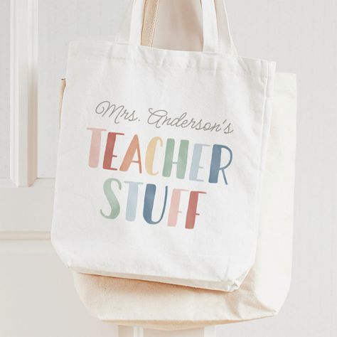 Rainbow Teacher Stuff Teacher Appreciate Gift Tote Bag - tap/click to personalize and buy #ToteBag #teacher #appreciation, #gift, #back #to Teacher Canvas Bag, Rainbow Crayon, Teacher Accessories, Backpack Essentials, Boho Tote Bag, Creative Gifts For Boyfriend, Food Drive, Teacher Tote, Stylish Tote Bag