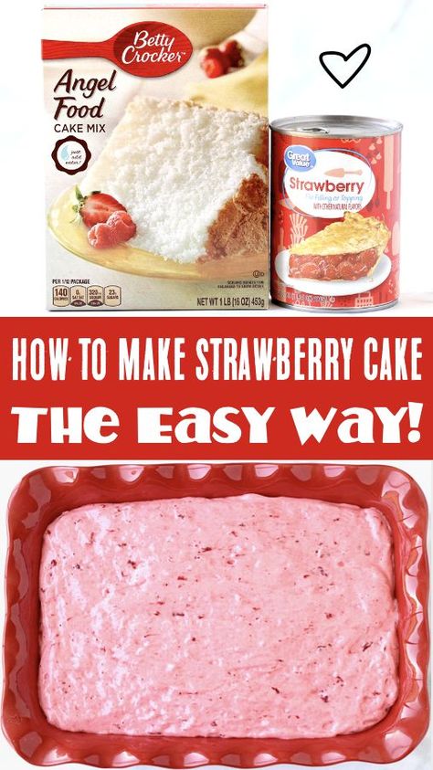 Texas Bbq Desserts, Limeade Angel Food Cake, Easy Angel Food Cake, Strawberry Angel Food Cake Dessert, Angel Food Cake Mix, 2 Ingredient Cakes, Strawberry Angel Food Cake, Angel Food Cake Desserts, Easy Strawberry Desserts