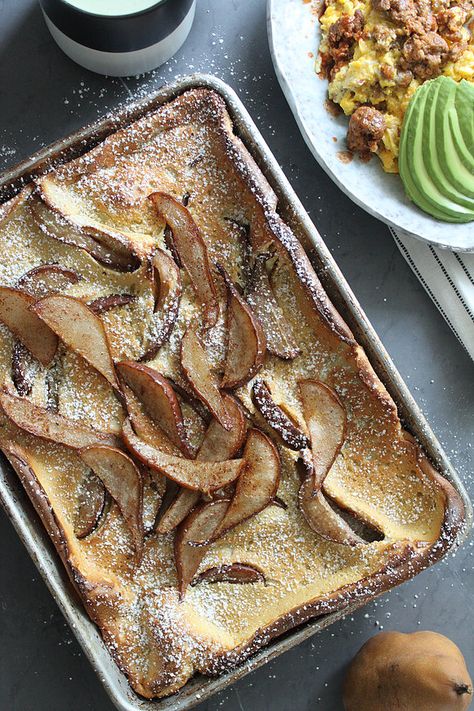 Roasted Pear, Butter Cinnamon, Pure Vanilla, Pan Recipes, Dutch Baby, What's For Breakfast, Christmas Breakfast, Make Ahead Breakfast, Sheet Pan Recipes