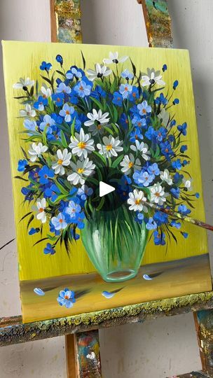 Easy Flower Painting | Painting Skills posted an episode of Painting. | By Painting SkillsFacebook Flower Pot Canvas Painting, Flower Pot Acrylic Painting, Painting Pots, Canvas Art Painting Acrylic, Modern Art Canvas Painting, Easy Flower Painting, Painting Skills, Flower Collection, Easy Flower