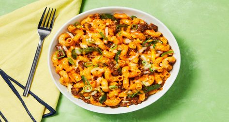 Southwest Beef Cavatappi Skillet Recipe | HelloFresh Southwest Beef Cavatappi, Beef Cavatappi, Pasta Lunch, Milk Nutrition, Hello Fresh Recipes, Fresh Recipes, Skillet Meals, Hello Fresh, Ground Beef Recipes