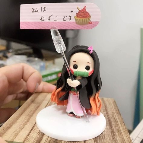 Paperized Anime, Kny Figures, Homemade Clay, Sculpture Art Clay, Fondant Tutorial, Nezuko Kamado, Clay Figurine, Clay Art Projects, Clay Figures