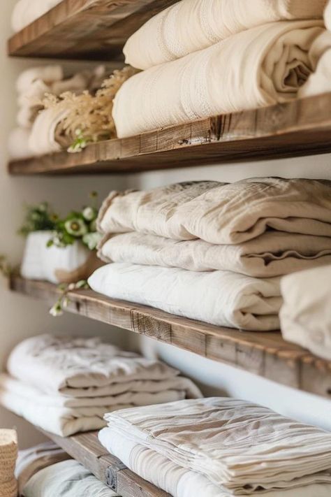 How To Store Linens Without A Linen Closet: Alternative Storage Ideas Linen Dresser Storage, Big Linen Closet, How To Store Linens, Table Linen Storage Ideas, Linen Closet Alternative, How To Store Bedding, Alternative Storage Ideas, How To Store Towels In A Small Bathroom, Linen Storage Ideas No Closet