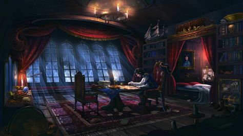 Captain's Quarters Concept Art, Pirate Captain Quarters, Captain Cabin Ship, Captain’s Quarters, Inside Of A Pirate Ship, Pirate Cabin Concept Art, Pirate Ship Captains Cabin, Pirate Ship Interior Concept Art, Inside Pirate Ship