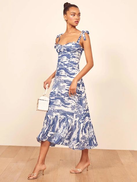 Reformation Nikita Dress, Affordable Summer Dresses, Trumpet Skirt, Reformation Dress, Midi Ruffle Dress, Wedding Dress Trends, Reformation Dresses, Midi Length Dress, Event Dresses