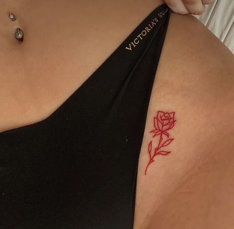 Hidden Tattoos, Hip Tattoos Women, Small Girl Tattoos, Petite Tattoos, Red Ink Tattoos, Dope Tattoos For Women, Red Tattoos, Discreet Tattoos, Subtle Tattoos