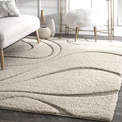 Cozy Bedroom Design, Bed In Living Room, Decor Pillows, Cream Area Rug, Rugs Usa, Shag Area Rug, Contemporary Home Decor, Easy Home Decor, Living Room Carpet