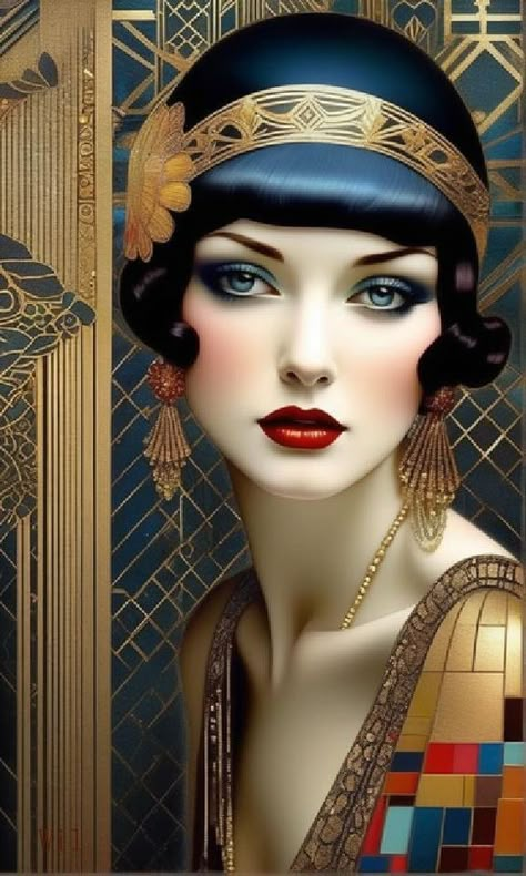 ♔ "La Belle Époque" Créée par l'IA Awsome Wallpaper, Burlesque Art, Seekers Notes, Art Deco Portrait, Arte Art Deco, Art Deco Women, Flapper Art, Art Deco Wall Art, Art Deco Artwork