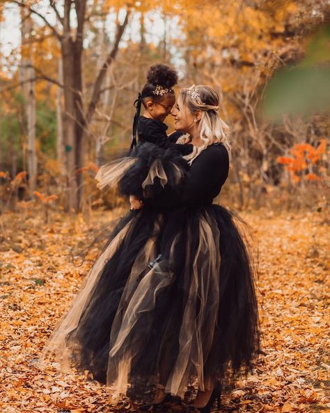 Mommy & me photo shoot in matching tutus. Spooky Mommy And Me Photos, Mother Daughter Halloween Photo Shoot, Mother Daughter Witch Photoshoot, Spooky Shoot, Mommy Daughter Photography, Witch Photoshoot, Spooky Photoshoot, Mommy Daughter Photoshoot, Spooky Photos