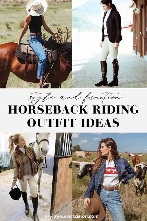 Are you looking for the perfect horseback riding outfit? Learn exactly what to wear horseback riding in the spring, summer, or fall, for western or English, and on special occasions like at the beach. Get casual summer horse riding outfit ideas for women and achieve that perfect horseback riding aesthetic. It’s more than just jeans! (Western, equestrian fashion, horseback riding outfit women) Horseback Riding Outfit Casual Summer, Horse Back Riding Outfits Summer, Horseback Riding Outfit Western, Trail Riding Outfit, Summer Horseback Riding Outfit, Horseback Riding Outfit Casual, Equestrian Outfits Summer, Horse Back Riding Outfits Casual, What To Wear Horseback Riding