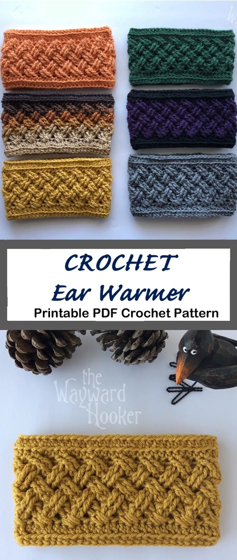 Crochet ear warmer pattern - crochet headband pattern - A Crafty Life #crochet #crochetpattern Crochet Ear Warmer Free Pattern, Ear Warmer Pattern, Crochet Headband Tutorial, Crochet Ear Warmer Pattern, Crochet Headband Free, Easy Crochet Headbands, Crochet Headband Pattern Free, Crochet Headband Pattern, Crochet Ear Warmer