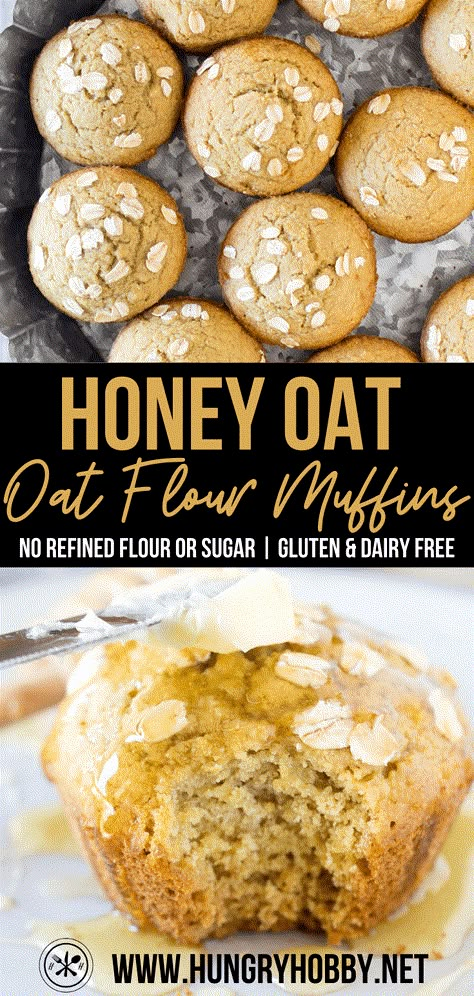 Honey Oat Muffins, Oat Flour Muffins, Glutenfri Baking, Oat Flour Recipes, Honey Oat Bread, Pan Sin Gluten, Oat Muffins, Honey Oats, Pumpkin Banana