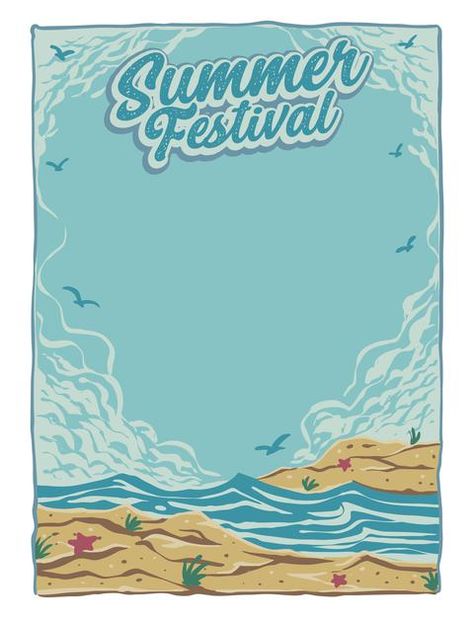 Summer festival poster template design P... | Premium Vector #Freepik #vector #background #brochure #flyer #poster Beach Brochure Design, Island Poster Design, Summer Festival Poster Design, Beach Festival Poster, Summer Festival Poster, Vintage Beach Posters, Festival Poster Design, Poster Images, Assateague Island