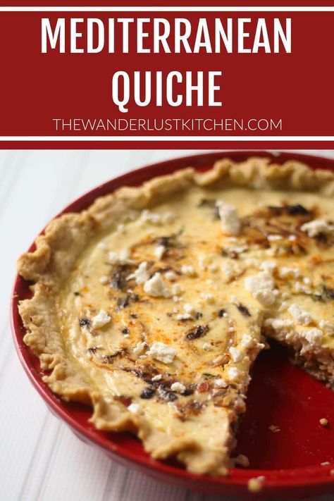 Mediterranean Quiche Recipes, Mediterranean Quiche, Eggs Cream Cheese, Tomatoes Roasted, Onion Quiche, Food Mediterranean, Quiche Recipe, Kalamata Olives, Quiche Recipes