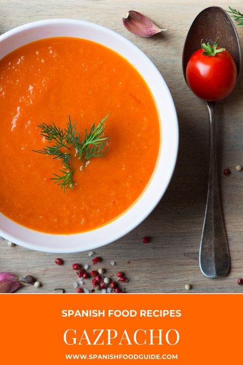 Learn how to prepare delicious and authentic Gazpacho. I share with you my favorite Spanish Gazpacho Recipe. Spanish Gazpacho Recipe, Spanish Side Dishes, Spanish Gazpacho, Gazpacho Recipe, Refreshing Snacks, Spanish Recipes, Spanish Cuisine, Summer Dishes, Vegan Meals