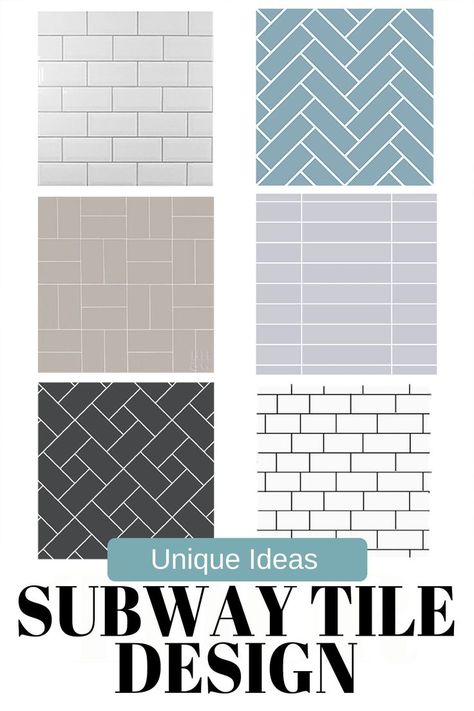 Make your subway tile unique with over 30 subway tile patterns and ideas for kitchen and bathroom backsplashes, showers, or full walls. Subway Tile Patterns Bathroom, Unique Subway Tile, Tile Layout Patterns, Subway Tile Patterns, Subway Tile Design, Patterned Kitchen Tiles, Patterned Bathroom Tiles, Backsplash Patterns, Patterned Tile Backsplash