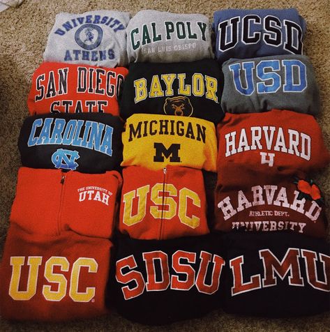 University Hoodie Outfit, College Hoodies Outfit, Hoodie Collection Closet, University Hoodie Design, College Merch Aesthetic, College Sweaters, College Hoodies Aesthetic, College Hoodie Design, University Hoodie