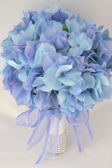 Blue Hydrangea Bridal Bouquet, Periwinkle Wedding, Hydrangea Bridal Bouquet, Blue Wedding Centerpieces, Blue Wedding Bouquet, Silk Wedding Bouquets, Blue Hydrangeas, Winter Wedding Colors, Wedding Colors Blue