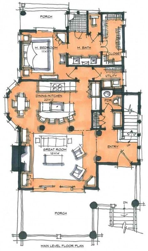 Floor Plan Sketch, Log Home Plan, Lots Of Windows, Interior Sketch, Architectural Drawing, House Drawing, Cottage House Plans, Cabin Design, Home Plan