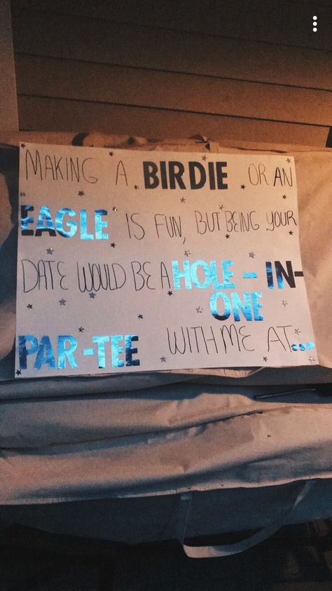 golf promposal Md Proposals, Cute Golf Promposals, Prom Asking Ideas Golf, Golfing Promposal, Promposal Ideas Golf, Golf Dance Proposals, Senior Poster Board Ideas Golf, Golf Promposal Ideas, Homecoming Proposal Ideas Golf