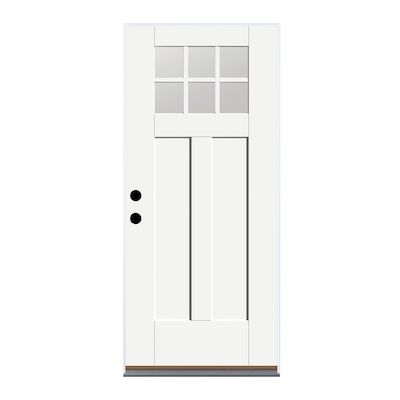 Therma-Tru Benchmark Doors 36-in x 80-in Fiberglass Craftsman Right-Hand Inswing Ready To Paint Single Front Door Insulating Core in the Front Doors department at Lowes.com Kitchen Back Door Ideas, Back Door Ideas, Kitchen Back Door, Craftsman Style Front Doors, Single Front Door, Craftsman Door, Therma Tru, Wood Garage Doors, Laundry Room Doors