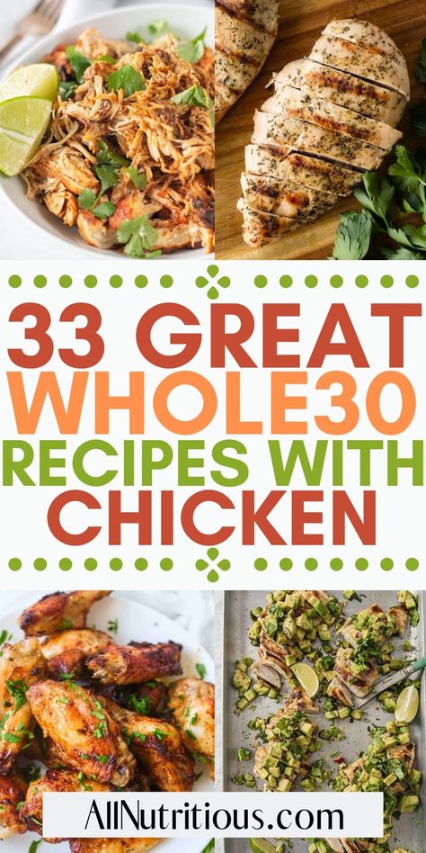 If you are looking for the perfect healthy chicken dinner for your Whole30 meal plan look no further than these incredible Whole30 chicken recipes. These flavorful Whole30 chicken meal ideas also make great dinners for the whole family. These Whole30 recipes are truly delicious. Whole30 Chicken Recipes, Healthy Chicken Dinner Ideas, Dinners For The Whole Family, Chicken Meal Ideas, Whole30 Meal Plan, Whole 30 Chicken Recipes, Clean Eating Chicken Recipes, Chicken Dinner Ideas, Delicious Chicken Recipes