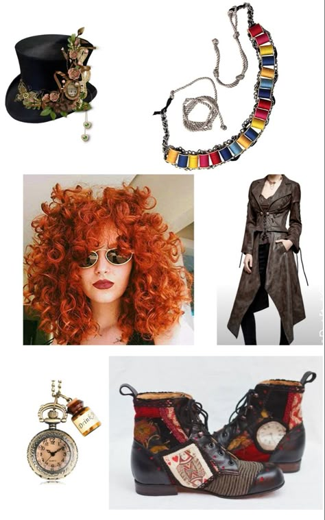 Mad Hatter Costume Steampunk, Mad Hatter Accessories Diy, Matt Hatter Costume, Mad Hatter Thread Sash Diy, How To Make A Mad Hatter Hat, Stem Punk Costume, Mad Hatter Cosplay Female Diy, Mad Hatter Inspired Outfit Aesthetic, Cosplay Ideas 2023