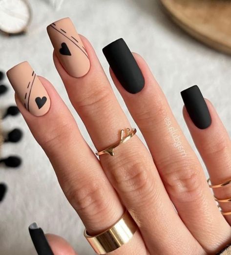 Nail Art Designs Matte Classy, Black And Nude Nails, Ivory Nails, Beige Nail, Beige Nails Design, Nail Art Designs For Beginners, Nail 2023, Purple Ombre Nails, Easy Nail Art Designs