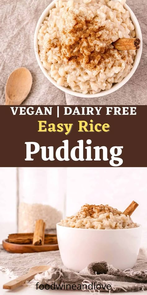 Easy Dairy Free Rice Pudding, a simple and delicious vegan recipe idea for desserts or breakfast. Dairy Free Rice Pudding, Instant Pot Rice Pudding, Vegan Rice Pudding, Easy Rice Pudding, Instant Pot Rice, Coconut Rice Pudding, Rice Pudding Recipes, Vegan Pudding, Rice Pudding Recipe