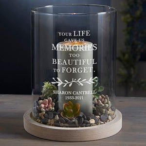 Glass Etching Ideas Homemade Gifts, Memorial Home Decor, Memorial Candle Holder, Memorial Lanterns, Whitewashed Wood, Personalization Mall, Personalized Memorial Gifts, Memory Crafts, Memorial Candle