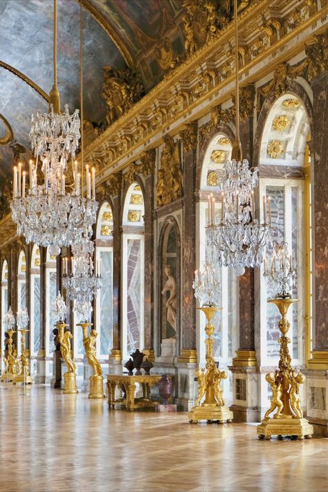 hall of mirrors at the chateau de versailles Versailles Hall Of Mirrors, Destined For Greatness, Chateau Versailles, Palace Interior, Hall Of Mirrors, Napoleon Bonaparte, Palace Of Versailles, Baroque Architecture, Louis Xiv