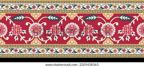 Indian Design Print Mughal Graphic Less Stock Illustration 2205438363 | Shutterstock Mughal Lace Border, Digital Lace Border, Flower Lace Border, Digital Border Design, Mughal Border, Laces Design, Mughal Flower, Digital Border, Vector Border